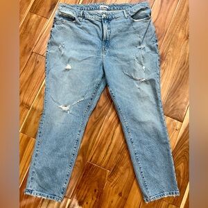 Good American Good Classic Skinnyish Hi Rise Distressed Indigo Jeans Size 16